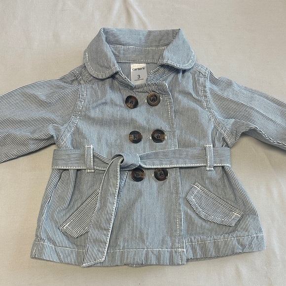 Carter's - Gray Striped Pea Coat for Kids/babies - Picture 1 of 3